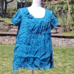 Perception women dark teal double layered top 1X